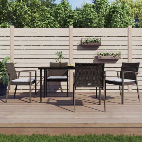 Gartenstühle mit Kissen, Set von 4, braun, 56,5 x 57 x 83 cm, Rattan