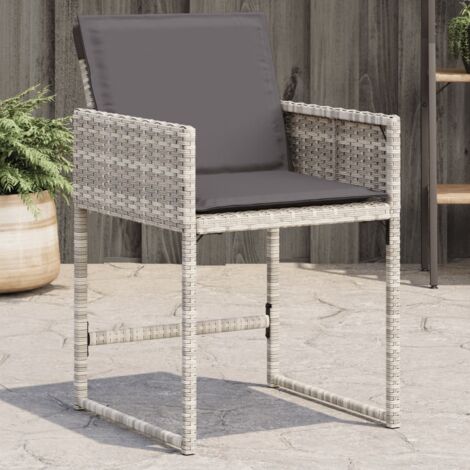 Gartenstühle mit Kissen Set von 4 hellgrau Poly Rattan