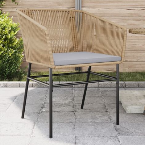 Gartenstühle Set aus 2 mit braunen Kissen Rattan