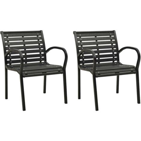 Gartenstühle Set von 2 Stahl und WPC Schwarz