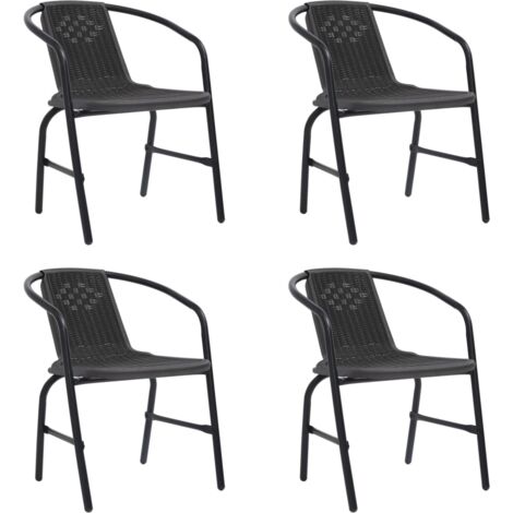 Gartenstühle Set von 4, Kunststoff-Rattan und Stahl, 110 kg