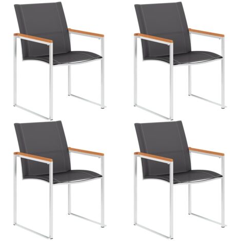Gartenstühle Set von 4 Textilene und Edelstahl Grau