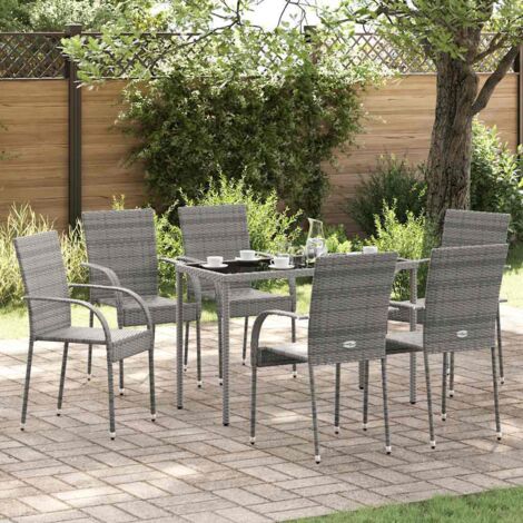 Gartenstühle Stapelbar 6 Stk. Grau Poly Rattan vidaXL