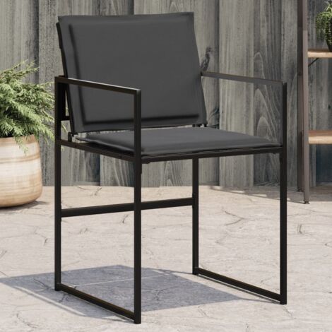 Gartenstühle und Kissen Set von 4 schwarz Stahl und Textilene