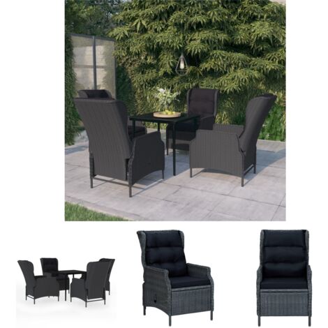 Gartenstühle - vidaXL 5-tlg. Garten-Essgruppe Dunkelgrau - Gartenmöbel für den Außenbereich