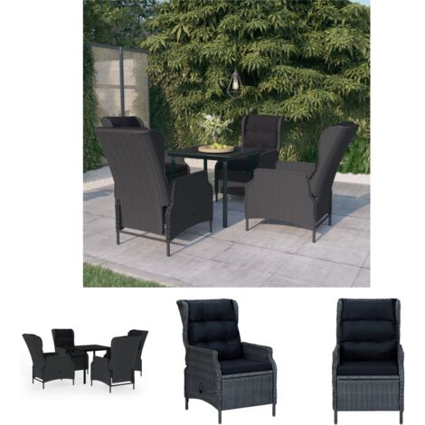 Gartenstühle - vidaXL 5-tlg. Garten-Essgruppe Dunkelgrau - Gartenmöbel für den Außenbereich