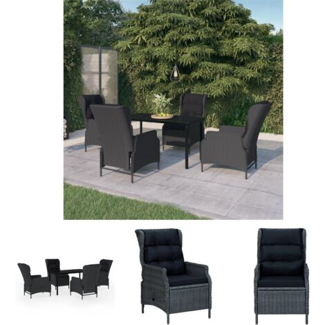 Gartenstühle - vidaXL 5-tlg. Garten-Essgruppe Dunkelgrau - Gartenmöbel für den Außenbereich