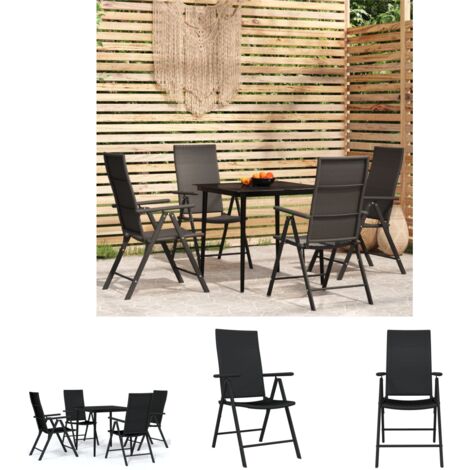 Gartenstühle - vidaXL 5-tlg. Garten-Essgruppe Schwarz - Gartenstuhl