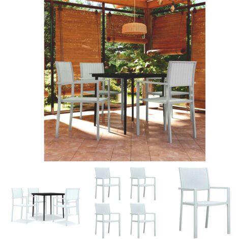 Gartenstühle - vidaXL 5-tlg. Garten-Essgruppe Weiß - Gartenmöbel Set