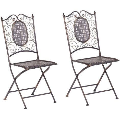 Gartenstuhl 2er Set BORMIO klappbar Metall Schwarz