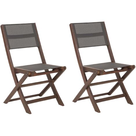 Gartenstuhl 2er Set CESANA Akazienholz Dunkelbraun