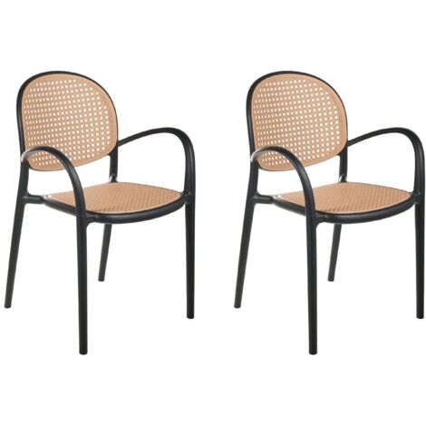 Gartenstuhl 2er Set POVOLETTO Kunststoff Schwarz