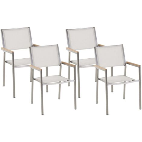 Gartenstuhl 4er Set GROSSETO Edelstahl Weiß