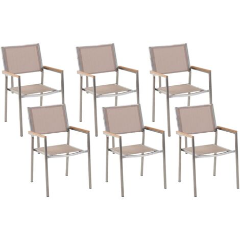 Gartenstuhl 6er Set GROSSETO Edelstahl Beige