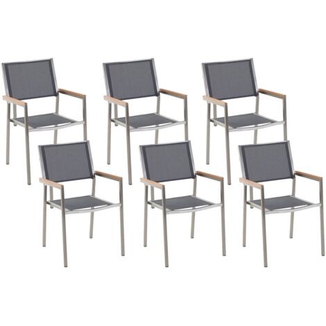 Gartenstuhl 6er Set GROSSETO Edelstahl Grau