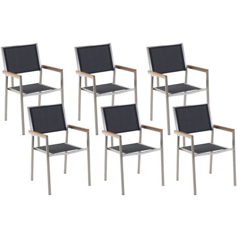 Gartenstuhl 6er Set GROSSETO Edelstahl Schwarz