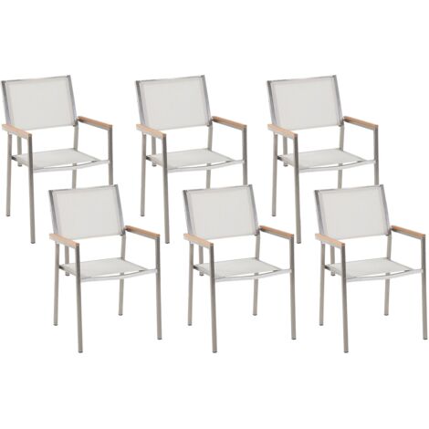 Gartenstuhl 6er Set GROSSETO Edelstahl Weiß