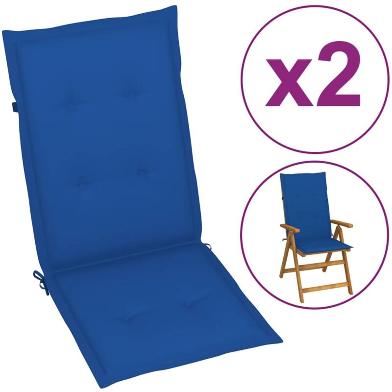 Vidaxl - Gartenstuhlauflagen Für Hochlehner 2 Stk. Königsblau 120x50x3cm
