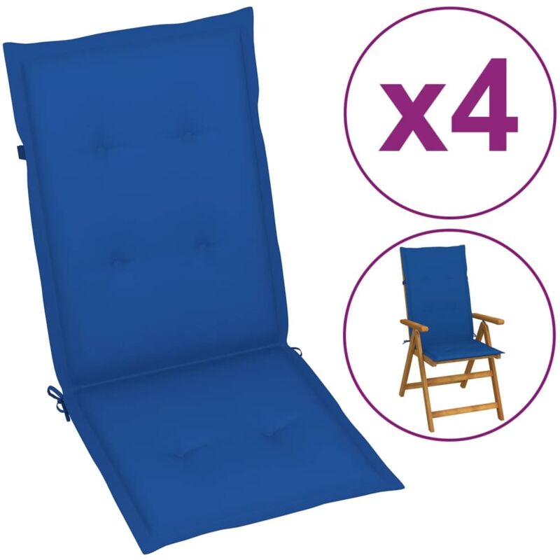 Vidaxl - Gartenstuhlauflagen Für Hochlehner 4 Stk. Königsblau 120x50x3cm