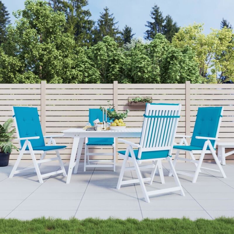 Vidaxl Gartenstuhlauflagen Für Hochlehner 4 Stk. Blau 120x50x3cm Stoff
