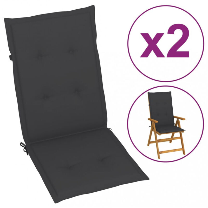 Vidaxl - Gartenstuhlauflagen Für Hochlehner 2 Stk. Anthrazit 120x50x3 Cm