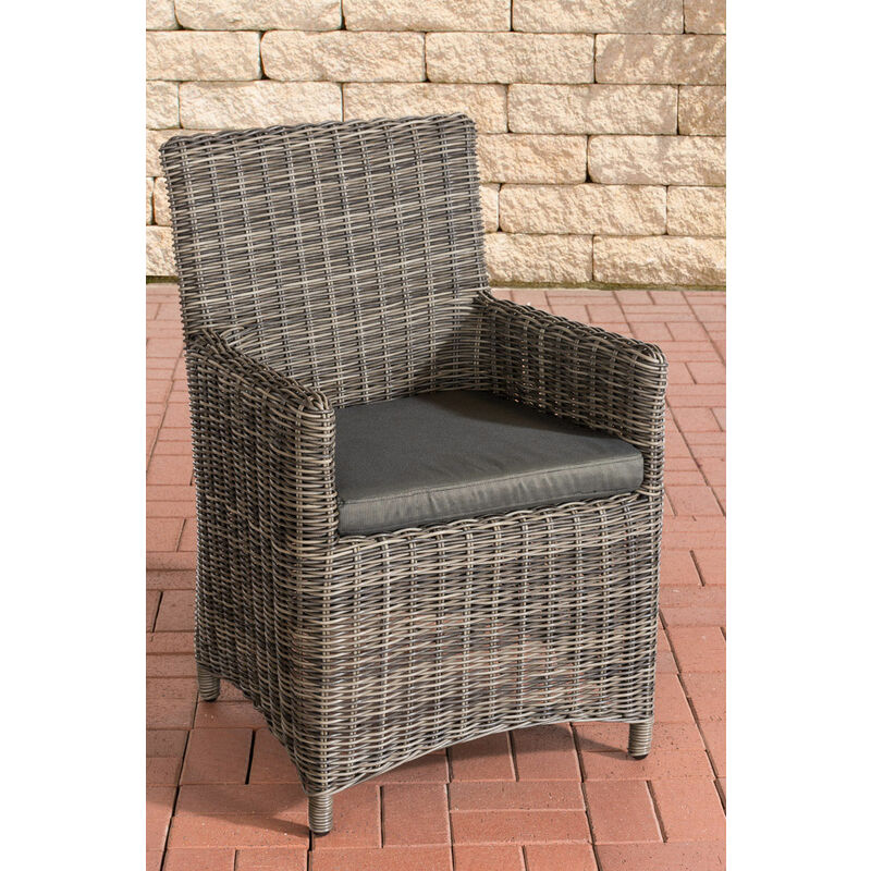 Clp Polyrattan Gartenstuhl Fontana 5mm Grau-meliert Anthrazit