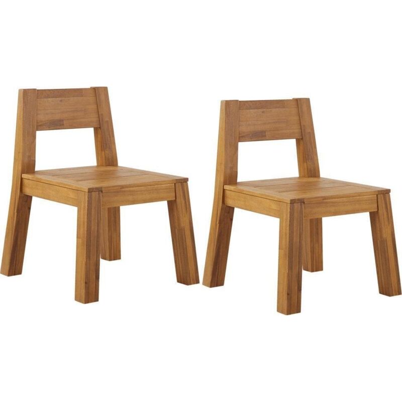 Beliani Gartenstuhl 2er Set Livorno Akazienholz Braun