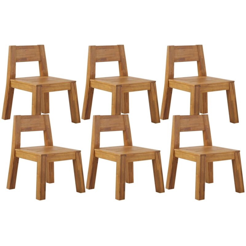 Beliani Gartenstuhl 6er Set Livorno Akazienholz Braun