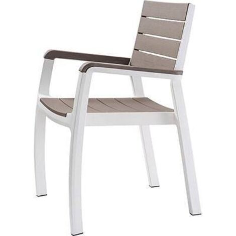 Gartenstuhl mit Armlehnen Weiß Cappuccino HARMONY 59x60x h86 cm