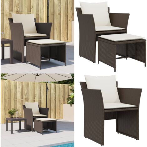 Gartenstuhl mit Fußhocker Braun Poly Rattan - Gartensessel - Gartenmöbel - Lounge Chair - Outdoor Möbel - Rattan Gartenstuhl - Home & Living