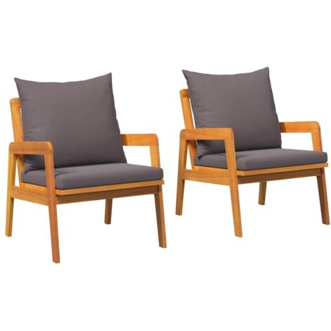 Gartenstuhl mit Kissen 2 pcs Braun Massivholz Akazie vidaXL