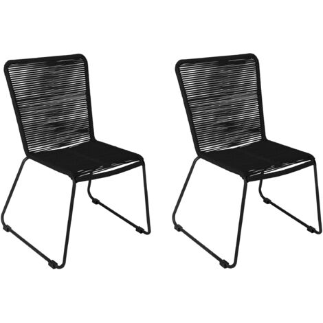 Gartenstuhl Outdoor-Seilstuhl Farbe Schwarz mit Eisen-Gestell in schwarz ISRA (2er Set)