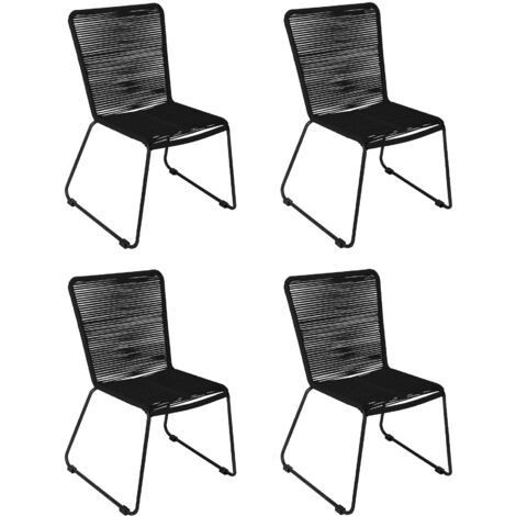 Gartenstuhl Outdoor-Seilstuhl Farbe Schwarz mit Eisen-Gestell in schwarz ISRA (4er Set)