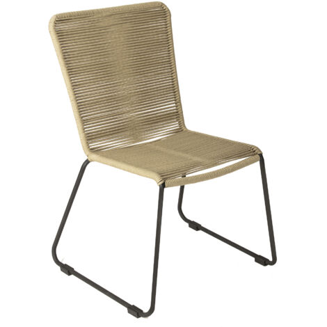 Gartenstuhl Outdoor-Seilstuhl Farbe Taupe mit Eisen-Gestell in schwarz ISRA