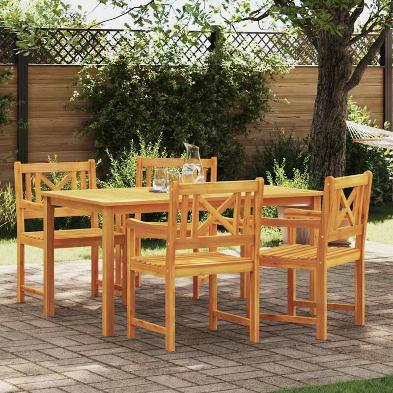 Garten Essgruppe 5 Pcs Braun Akazie Massivholz Vidaxl