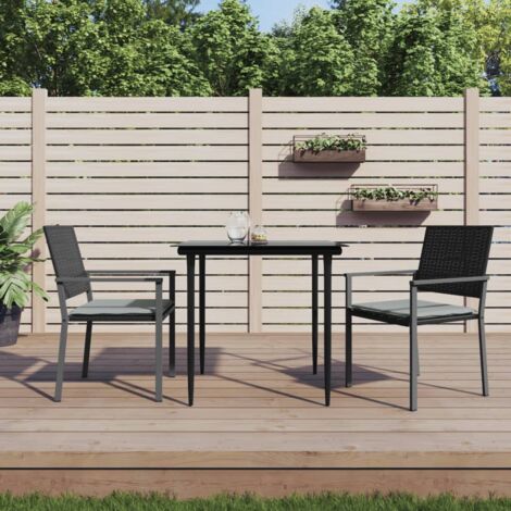 Gartenstuhl und Kissen Set von 2 schwarz 54x62,5x89 cm Rattan