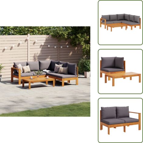 Gartenstuhl - vidaXL 4-tlg. Garten-Sofagarnitur mit Kissen Massivholz Akazie - Sitzkissen
