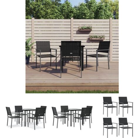 Gartenstuhl - vidaXL 5-tlg. Garten-Essgruppe Poly Rattan und Stahl - Gartenstühle