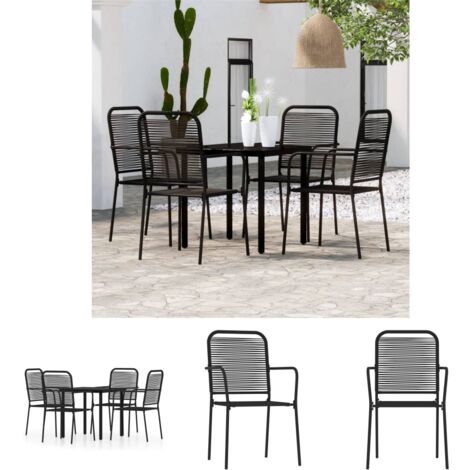 Gartenstuhl - vidaXL 5-tlg. Garten-Essgruppe Schwarz - Garten-Tisch