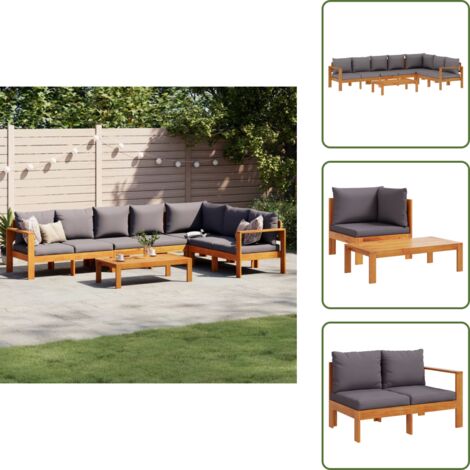 Gartenstuhl - vidaXL 5-tlg. Garten-Sofagarnitur mit Kissen Massivholz Akazie - Sitzkissen