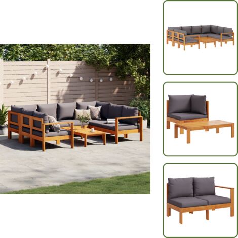 Gartenstuhl - vidaXL 6-tlg. Garten-Sofagarnitur mit Kissen Massivholz Akazie - Sitzkissen