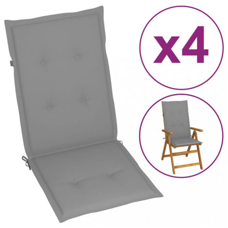 Gartenstuhlauflagen für Hochlehner 4 Stk. Grau 120x50x3cm Stoff vidaXL