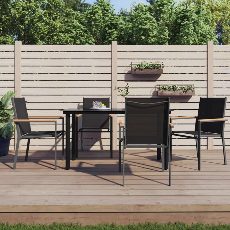 Vidaxl - Gartenstühle 4 Stk. Schwarz 55x61, 5x90 Cm Textilene Und Stahl