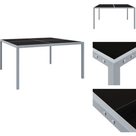 Gartentisch 130x130x72 cm Grau Stahl und Glas - Gartentisch - Esstisch - Outdoor Möbel - Terrassenmöbel - Balkonmöbel