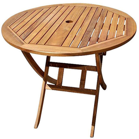 Gartentisch Akazie 90 cm rund Klapptisch JUSTIN