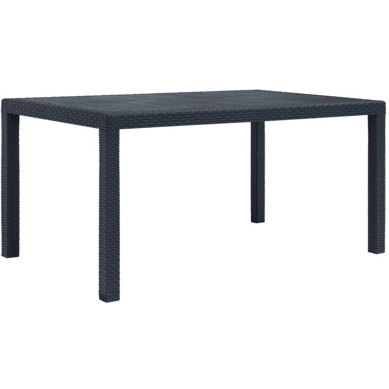 Betterlife - Gartentisch Anthrazit 150 x 90 x 72 cm Kunststoff Rattan-Optik