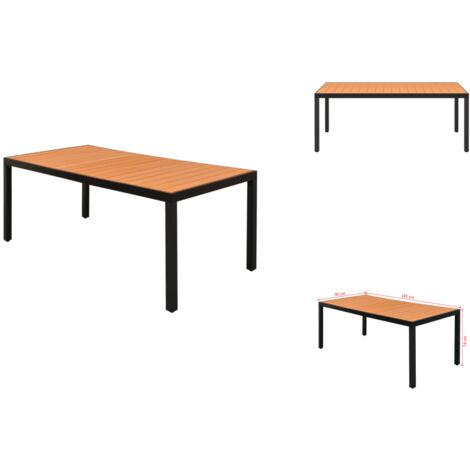Gartentisch Braun 185x90x74 cm Aluminium und WPC - Esstisch - Gartenmöbel - Terrassenmöbel - Außenbereich - Aluminiumtisch