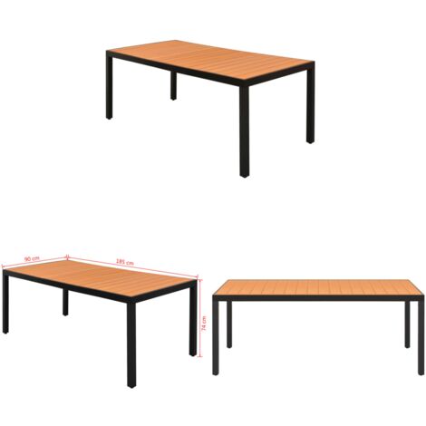 Gartentisch Braun 185x90x74 cm Aluminium und WPC - Esstisch - Gartenmöbel - Terrassenmöbel - Außenbereich - Aluminiumtisch - Home & Living