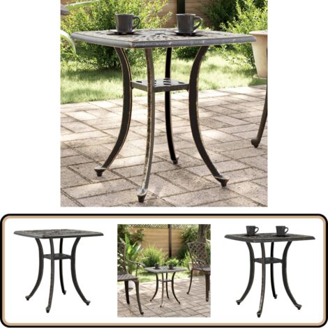 Gartentisch Bronzen 53x53x53 cm Aluminiumguss - Gartentisch - Balkontisch - Terrassenmöbel - Aluminiumtisch - Outdoortisch