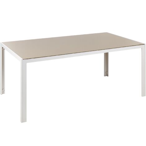Gartentisch CATANIA 160 cm 91 cm Glas Beige